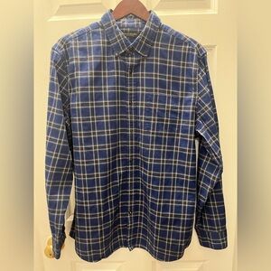 Banana Republic Luxe Flannel Navy Checkered Button Down Shirt